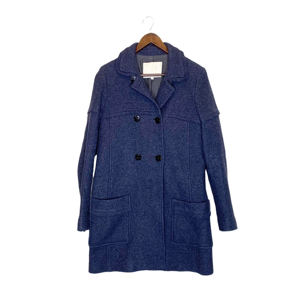 Opening Ceremony Size Medium Gray Felt Wool Pea Coat Button Down Pockets Classic